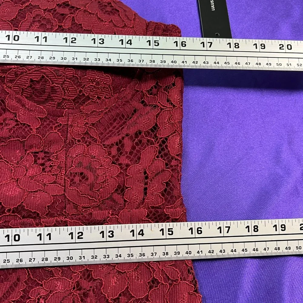 NWT 📌Lulus Stay Stunning "Wow the Crowd" Burgundy Lace Strapless Dress! - Picture 11 of 16